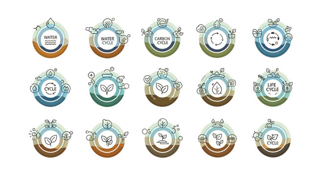 A set of colorful clock icons with numbers.