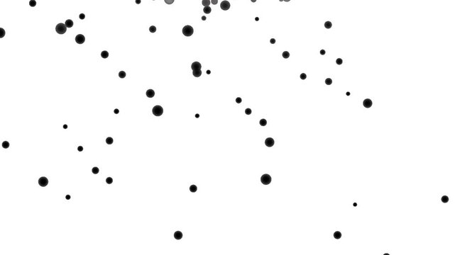 Minimal black sphere falling from above onto white surface, creating clean cinematic motion in seamless loop
