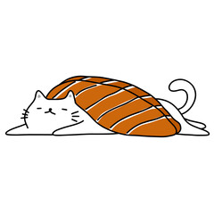 hand drawn illustration of a cute white cat  © Amol