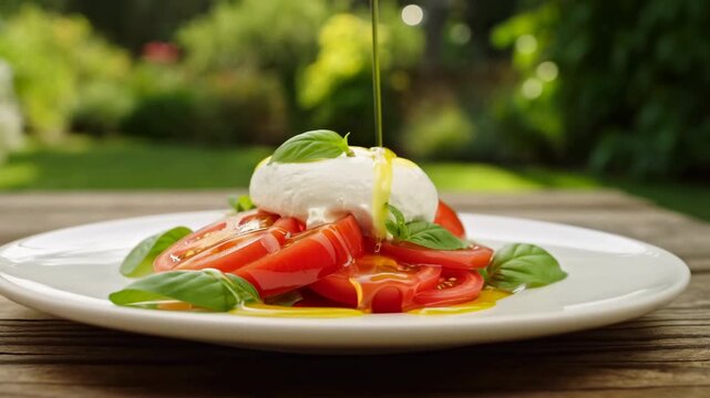 Tasty Summer Starter. Colorful Fresh Ingredients In Sunlight. Close Shot Of Vibrant Outdoor Ingredients