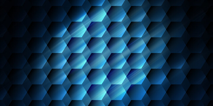 Abstract dark blue hexagonal pattern background