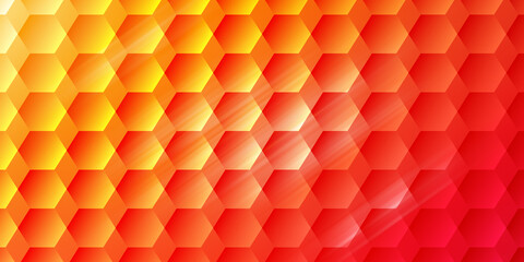 Abstract geometric background with vibrant orange and red hexagonal pattern