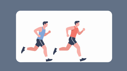 Fototapeta premium Group of people running marathon or jogging together in a race illustration
