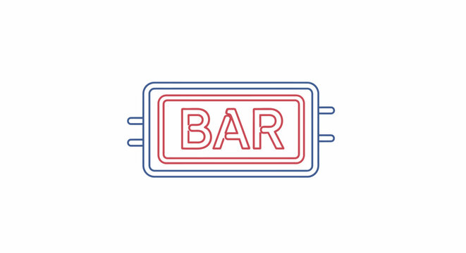 Neon Bar Sign in Red Letters.