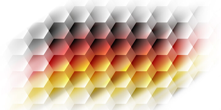 German flag colors abstract hexagonal pattern isolated on white background