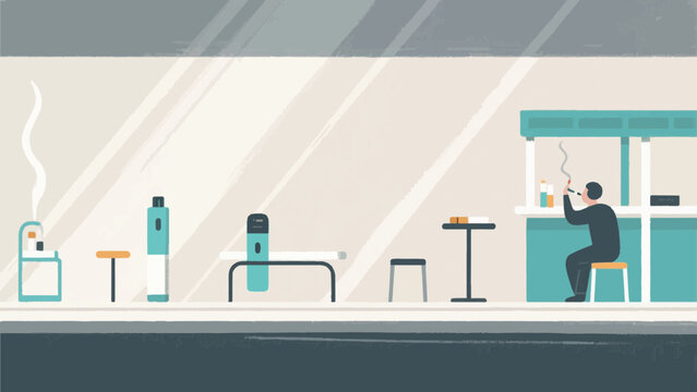 People smoking cigarettes and relaxing in cafe or lounge illustration