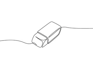 Obraz premium Minimalist eraser drawing with continuous line art and white background representing clean up