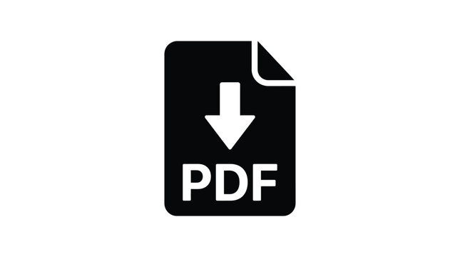 pdf document download icon silhouette black white background symbol file format graphic