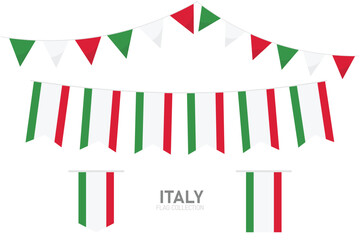 Obraz premium Italy national flag collection, Flag garlands festive bunting triangle banners and hanging flag