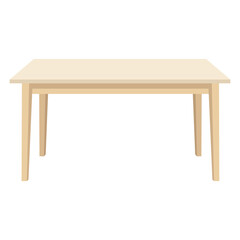 Fototapeta premium Front view long dining or writing study desk in light cream wood timber finish in flat vector style