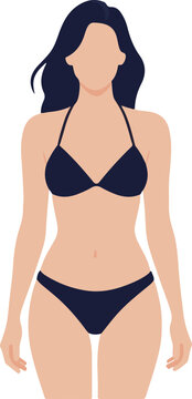 Summer Beach Fashion Woman in Bikini Flat Design Vector