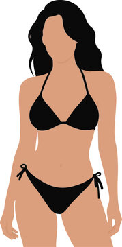 Summer Beach Fashion Woman in Bikini Flat Design Vector