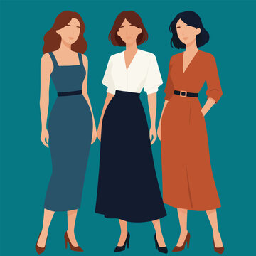 European Ladies Wear Minimalist Vector Design