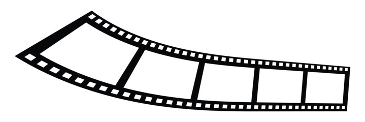 Obraz premium Cinema Film Reel Strip with Blank Photo Frames for Movie and Media Projects. Photographic Film Strip Banner with Vintage Cinema Roll Elements. 