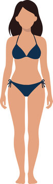 Summer Beach Fashion Woman in Bikini Flat Design Vector