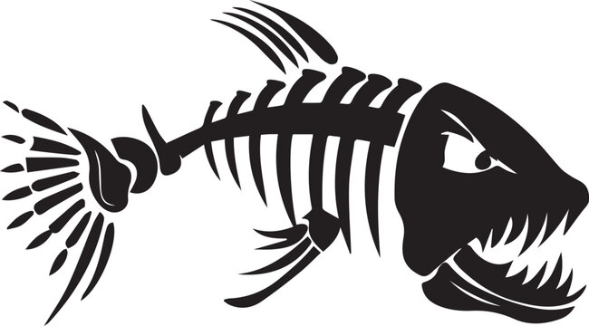 Fish Skeleton Bone Silhouette Vector Illustration