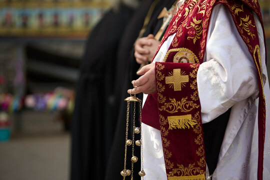 Clergy in black religious vestments
