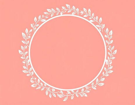 Delicate White Floral Circle Frame Centered on Soft Pink Background
