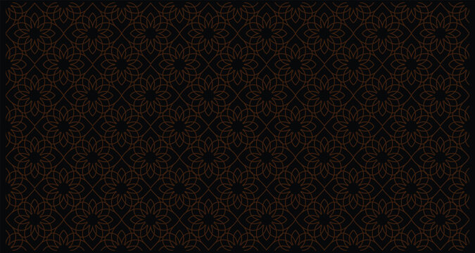 Seamless geometric ornamental pattern on dark background elegant floral motifs repeating design for textiles and decor.