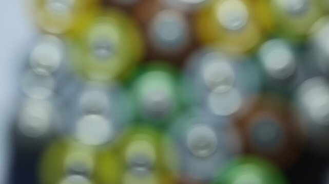 View of batteries in blur, bokeh with view of batteries
