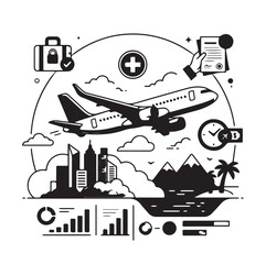 Fototapeta premium International air travel and medical insurance logistics concept