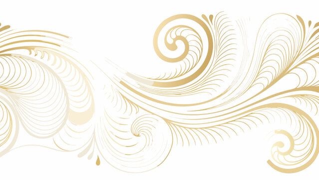 ornate floral ornament in gold and white vector style pattern scrollwork design decoration swirl curlicue embellishment artistic elegant luxury background seamless