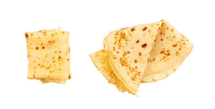 Stuffed pancakes, Eastern European rolled crepe, pancakes filled with meat, thin blini, stuffed rolls pile