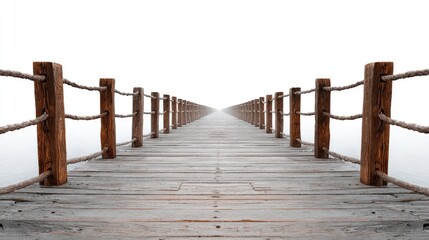Obraz premium Wooden Boardwalk Path Leading to Distant Horizon Over Water.