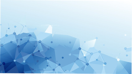 geometric pattern with interconnected triangles and dots on blue gradient background vector polygonal design abstract art network dot connection modern graphic © Sampad