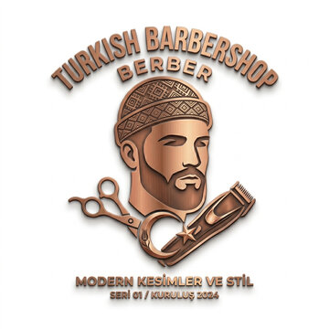 Barber tools and vintage Turkish grooming set with retro illustration style