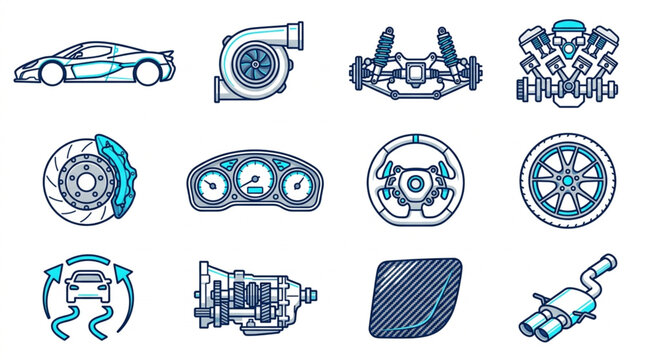 Collection of High-Performance and Racing Car Engine Components