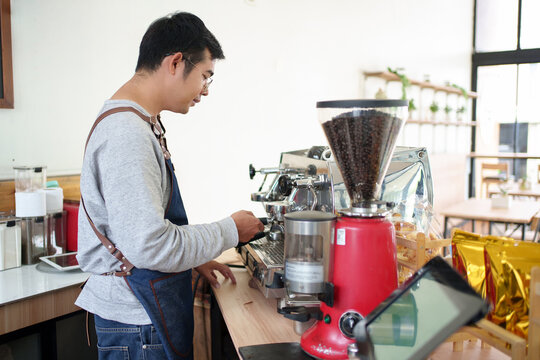 Barista Preparing Coffee For Cafe Business Beverage Service And Small