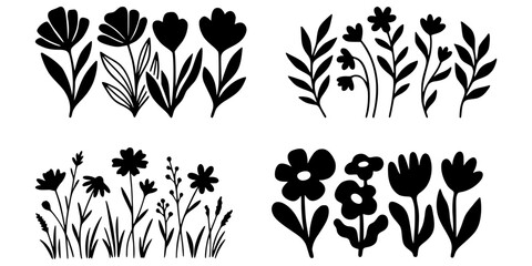 Floral, border, vine, grass, wildflower, tulip, daisy, leaves, seamless, wave, swirl, frame, trimmer, silhouette, laser cut, cricut, glowforge, stencil, template, cnc, vinyl cut, greeting card, woodcu © Ahmedbin