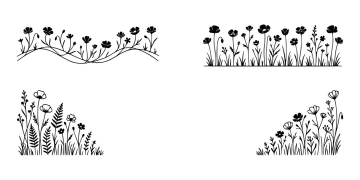 Folk Floral Tile Silhouette Set - Heavy Damask Ornament Laser Cut Files and Vintage CNC Trim Templates