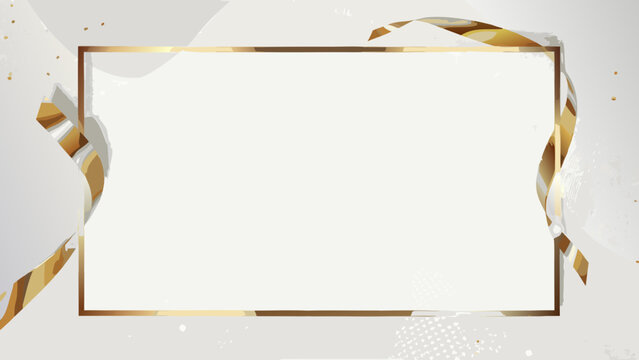 gold frame on white background with abstract shapes rectangular layout thin design border ornament geometric modern elegant minimalist graphic pattern artwork