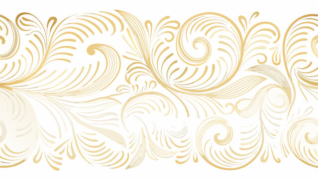 ornate floral ornament in gold vector style on white background pattern scrollwork design decoration baroque vintage elegant luxury artistic graphic illustration