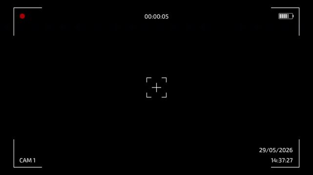 Camera Playback Overlay Frame with Timer, Date Stamp and Viewfinder Display. Clean Camcorder Screen Interface Template with Alpha Channel