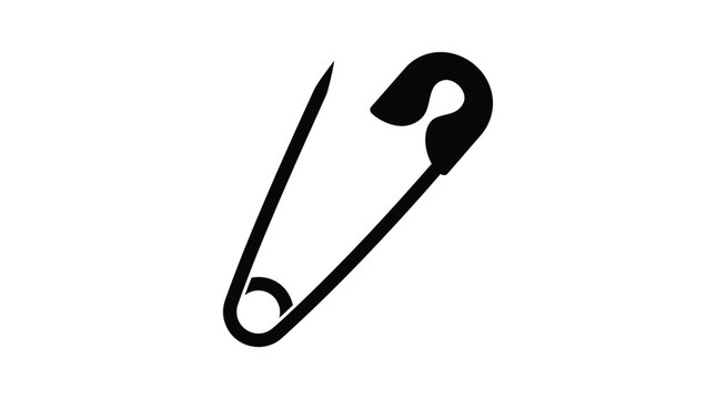 safety pin silhouette on white background black clip fastener sewing needlework craft