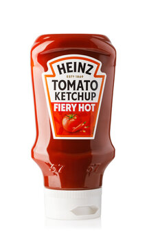 Heinz tomato ketchup fiery hot bottle standing upright