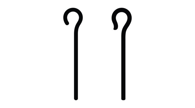two shepherd hooks silhouette hook black white background stick curve symbol icon