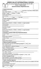 Fototapeta premium Green Valley International School Enrollment and Student Registration Admission Form Template