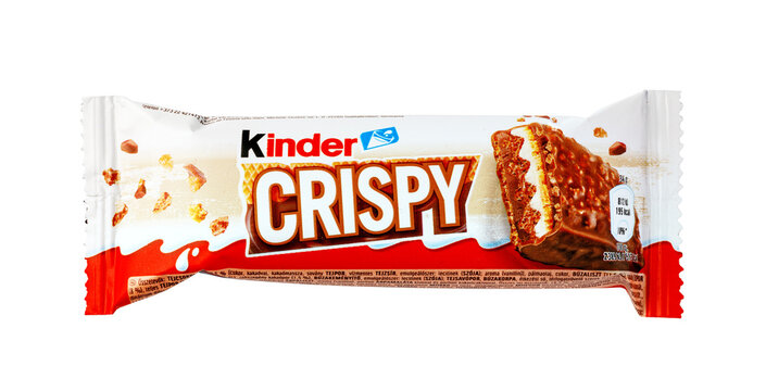 Kinder crispy chocolate bar snack with wrapper