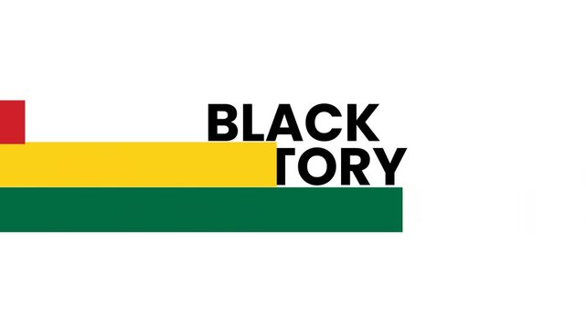 Black history month typography transition animation with pan african colors
