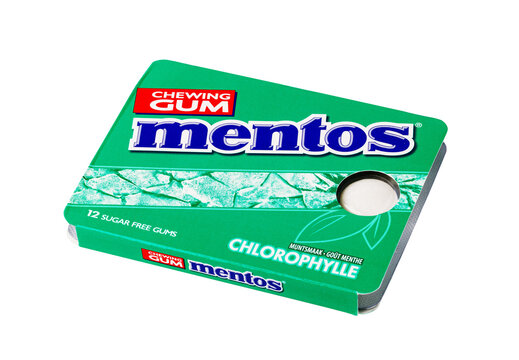 Mentos chewing gum chlorophyll mint sugar free packaging