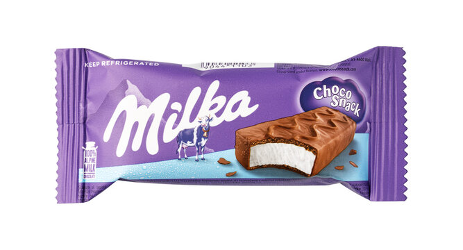 Milka choco snack chocolate bar in purple packaging