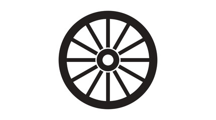 Obraz premium wagon wheel silhouette on white background spoke circle black icon symbol transport