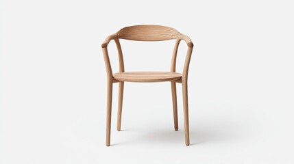 Fototapeta premium Modern Wooden Armchair with Curved Back and Tapered Legs.