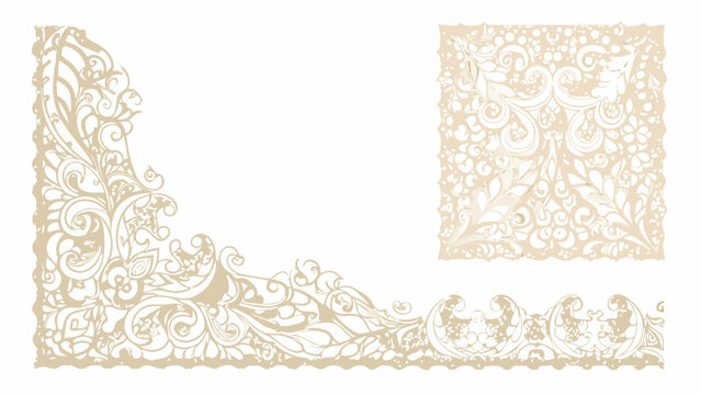 ornate lace border vector illustration with beige floral patterns pattern intricate design decorative frame scrollwork curlicue swirl embellishment elegant vintage fancy
