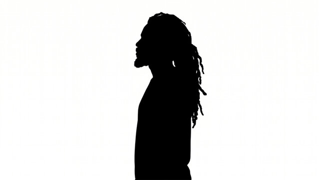 Black Silhouette Profile of a Man with Dreadlocks Hair