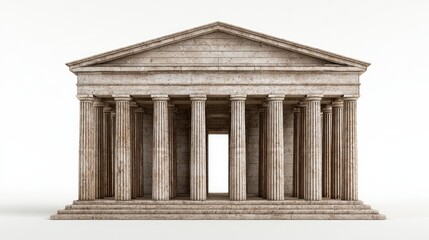 Fototapeta premium Ancient Greek Temple Facade with Ionic Columns and Pediment.